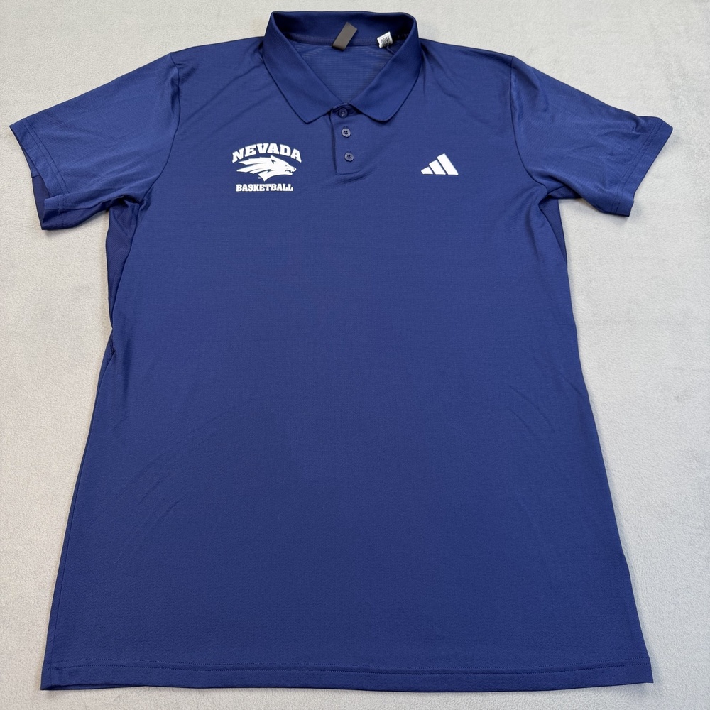 Nevada Wolf Pack Polo Shirt Mens XL Blue NCAA Basketball Adidas Climacool